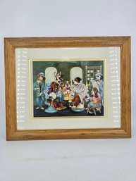 Vintage Framed Print Titled - 'Canine Barber Shop Quartet' - By Artist Constance Depler - 21.25x17.25