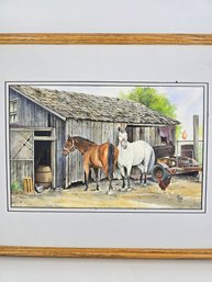 Framed - Watercolor Painting - Joan Glenn - 'Hyde Farm Barn'