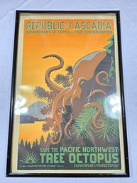 WPA Style Poster - Pacific Northwest Tree Octopus - Republica Of Cascadia -Department Of Celephod Conservation