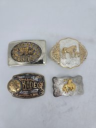 Lot Of Four - Western / Rodeo - Belt Buckles