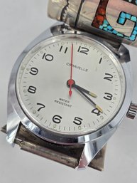Vintage - Caravelle By Bulova - Mechanical Wristwatch / Watch - Sterling .925 Silver Band - Turquoise