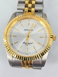 Vintage - Men's - Gruen Precision President Wristwatch / Watch - Two-tone Gold / Silver Finish
