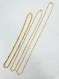 Lot Of Three - Gold Tone Rope Necklaces
