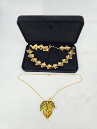 Vintage - Leaf - Necklaces - Gold Tone