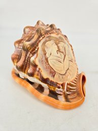 Italian Hand Carved Conch Shell With Cameo