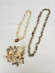 Vintage Handmade Shell Necklaces And Loose Shells