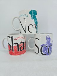 Lot Of Three - Starbucks Collectible Mugs - Shanghai / New York / Scotland