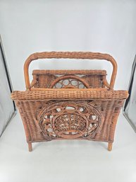 Vintage - Woven / Wicker / Rattan - Magazine Rack - MCM  Mid-century Modern
