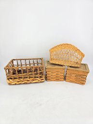 Various Hand Woven Baskets - Lot Of Four