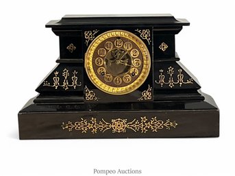 Ansonia Black Iron Mantel Clock 8 Day T&S
