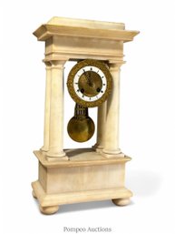 French White Alabaster Portico Clock