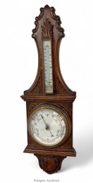 Large Aneroid Barometer / Thermometer In  Oak  36 Inch