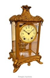 Seth Thomas Art Nouveau Brass And Glass