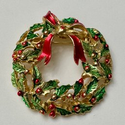 Gold Toned Christmas Brooch