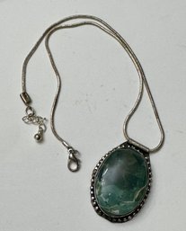Silver Tone Necklace With Stone Pendant