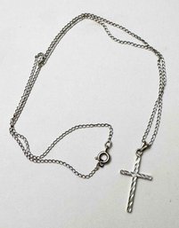 Silver Tone Cross On Gold Filled Chain