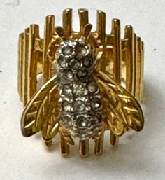 18kt Gold ELECTROPLATED And CZ Bee Motif Ring