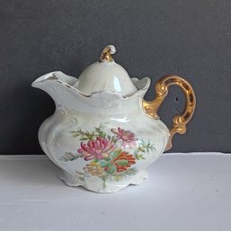 Antique Vintage Austrian Teapot Floral Motif Rococo Style Handle