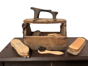 Vintage Antique Shoe Shine Box With Star Metal