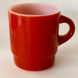 Vintage Anchor Hocking FireKing Stackable Mug Smooth Base Rust/ Red