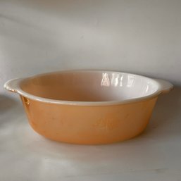Vintage Anchor Hocking Fire King Light Peach Luster Casserole Dish With Handles