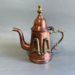 Antique Vintage Copper Brass  Coffee Pot Baluster Style