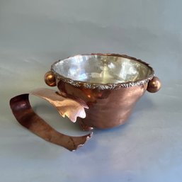 Antique / Vintage Copper Brass Tin Lined Ice Bucket Champagne  With Tongs
