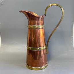 Antique Vintage  Copper Brass Tall Water Pitcher