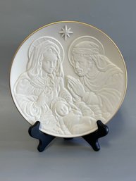 Lenox Nativity Vignettes The Holy Family Collector Plate Bisque Porcelain Gold Trim