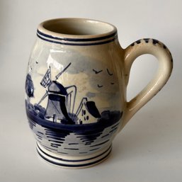 Delft  Beer Mug Windmill Floral Holland Handwork