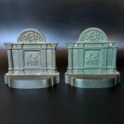 Antique Classical Bookends Cast Iron Copper