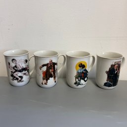 Norman Rockwell Saturday Evening Post Set Of Four Mugs