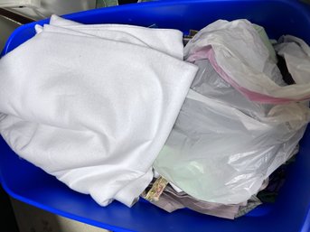 Large Rubbermaid Tote Of Over 20  Vintage/Antique Linens