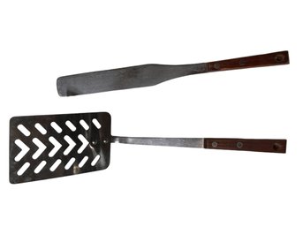 Vintage Spatula And Knife Spreader  Wood Handle With Metal Household Stainless Steel