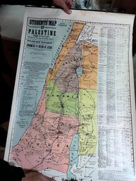 Vintage 1905 Original 'Students' Map Of Palestine' Tourist Map Biblical Travel Of Jesus Palestine Map
