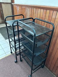 Lot Of Two Metal Storage Carts