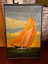 Atlantic Schooner Original Painting By Bruce Barkley 1979