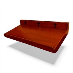 Vintage Antique Church Bible Wood Wall Shelf Missal Holder With Cross