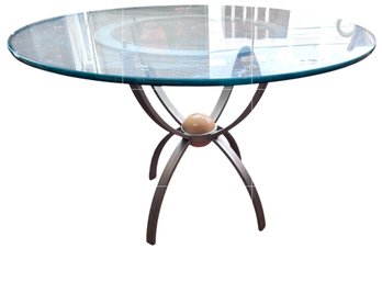Ethan Allen Radius Table Glass Metal Wood Sphere 42' W X 29.25'H
