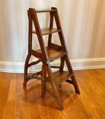 COOL VINTAGE METAMORPHIC LIBRARY CHAIR CONVERTS TO STEP LADDER