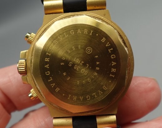 BVLGARI SD 38 S L 2161 YELLOW GOLD TONE CHRONOGRAPH