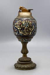 TALL VINTAGE FRENCH CHAMPLEVE LIGHTER BEAUTIFUL ENAMEL WORK