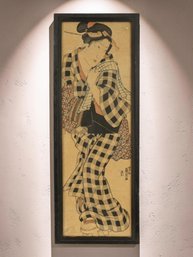 JAPANESE EDO PERIOD WOODBLOCK PRINT BY KEISAI EISEN  'BEAUTY RETURNING FROM THE BATH'  C. 1830s