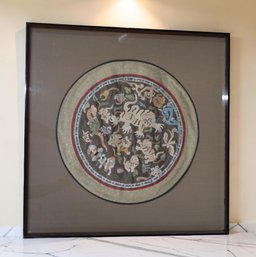 QING DYNASTY SILK EMBROIDERED ROUNDEL  19TH CENTURY  FROM MARGO FEIDEN GALLERIES, NYC