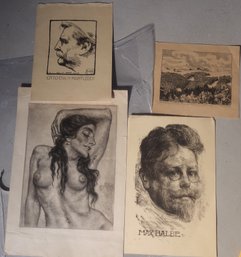 FOUR SIGNED ETCHINGS BY PROF. HERMANN WINCKEL  PORTRAITS, NUDE & LANDSCAPE (GERMAN SECESSION ERA)