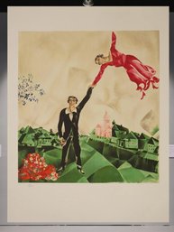 AFTER MARC CHAGALL  'THE WALK' MUSEUM COLOR LITHOGRAPH, NUMBERED 34/399, WITH ADAGP & USSR SEALS