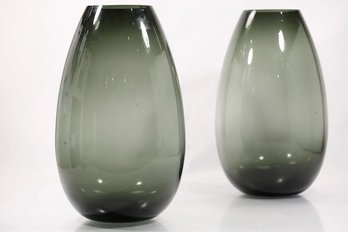 LARGE MID CENTURY SMOKED ART GLASS VASES