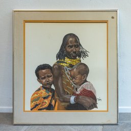TOM McKINNEY – LISTED AFRICAN‑AMERICAN ARTIST – 'MOTHER AND CHILDREN' – SIGNED & FRAMED