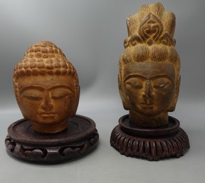 VINTAGE CHINESE STONE BUDDHA HEAD SCULPTURE