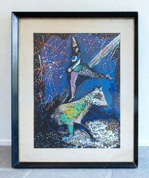 MARC CHAGALL L'ACROBATE  CHEVAL, 1950  COLOR LITHOGRAPH FRAMED
